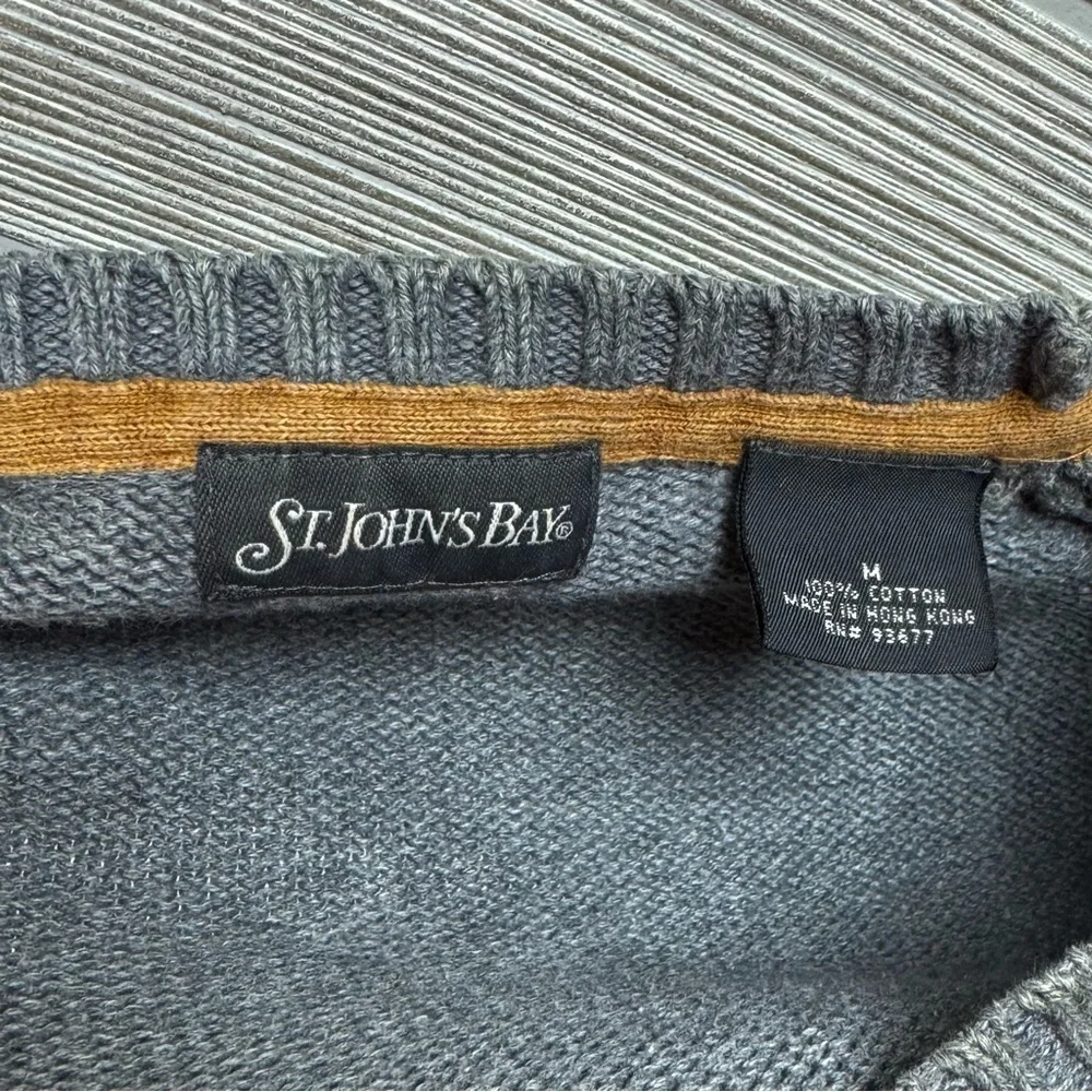 St. John’s Bay Men’s Heather Gray Crew Neck Sweater M 100% Cotton Charcoal Grey